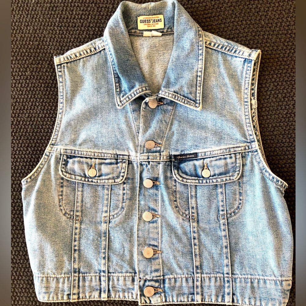 Vintage 90’s Guess Jeans Denim crop vest. Size M Excellent condition made in USA